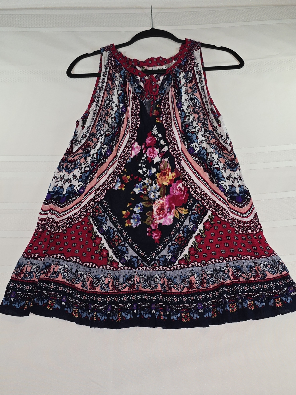 Forbidden Los Angeles Floral sleeveless bohemian tunic top